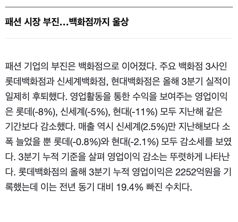 Screen Shot 2024-12-19 at 2.09.49 AM.png 역대급 내수한파...패션시장부터 도미노 위기